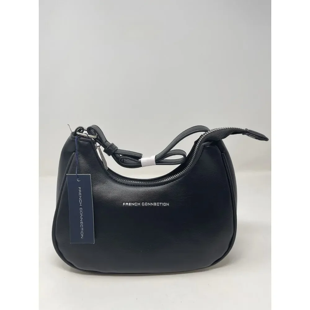 French Connection Sabrina Shoulder Bag with Coin Purse Black Faux Leather‎